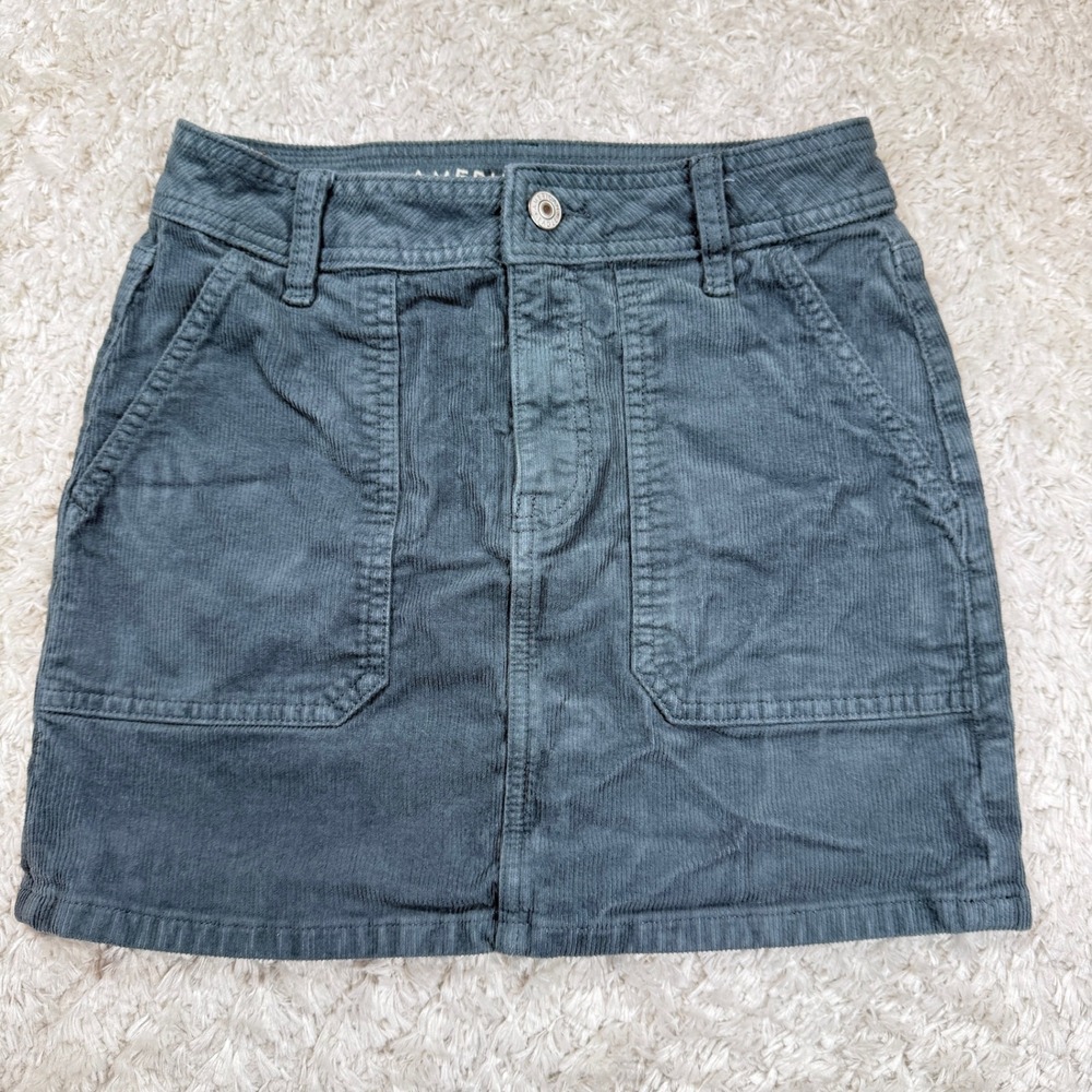 American Eagle Corduroy Skirt 00 High Rise Mini Preppy Academia Grunge Fall Chic